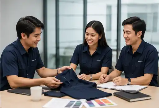 Tim quality control memeriksa hasil produksi di pabrik garment berkualitas